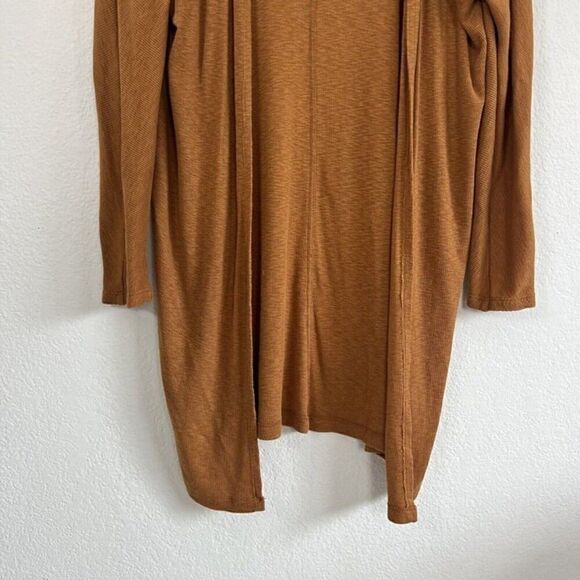 A New Day Women’s Ribbed Burnt Orange Long Open Cardigan Lightweight Medium - Picture 8 of 9